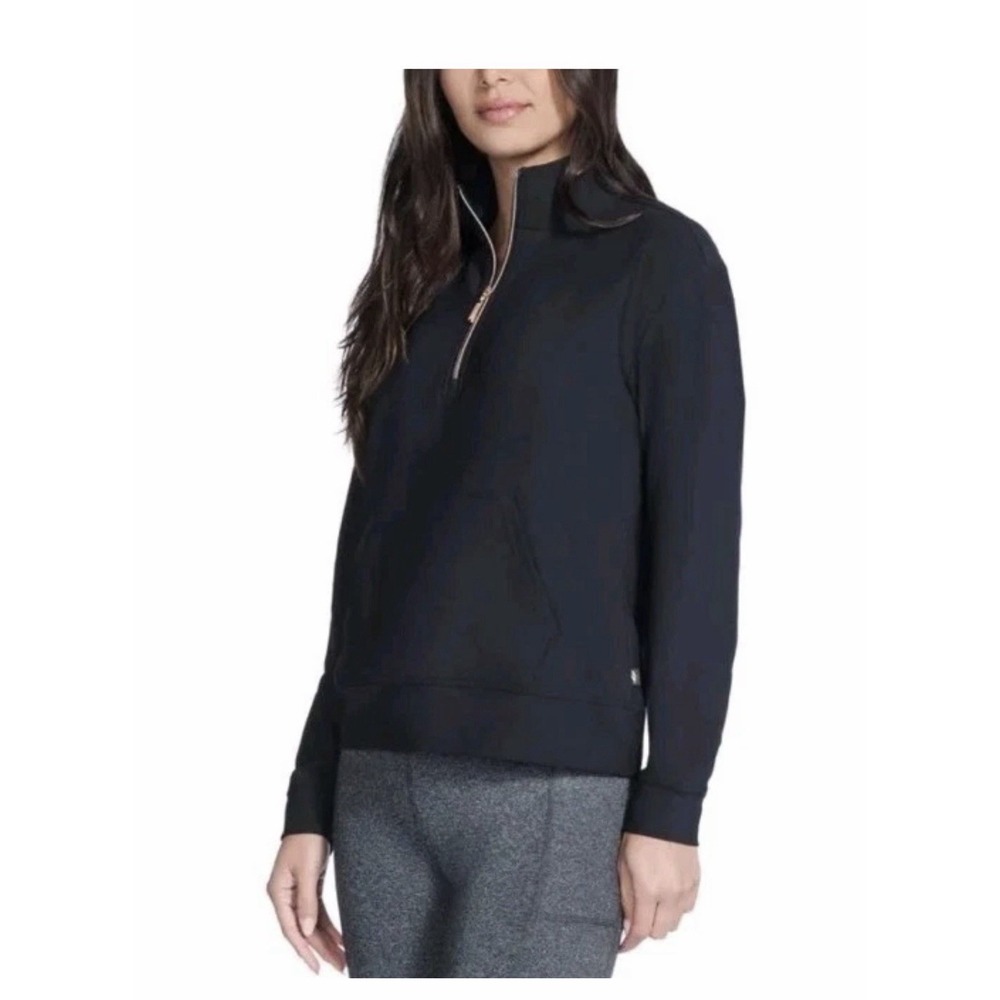 Skechers GoWalk Women's Ribbed Quarter Zip Pullover, Black, Medium
